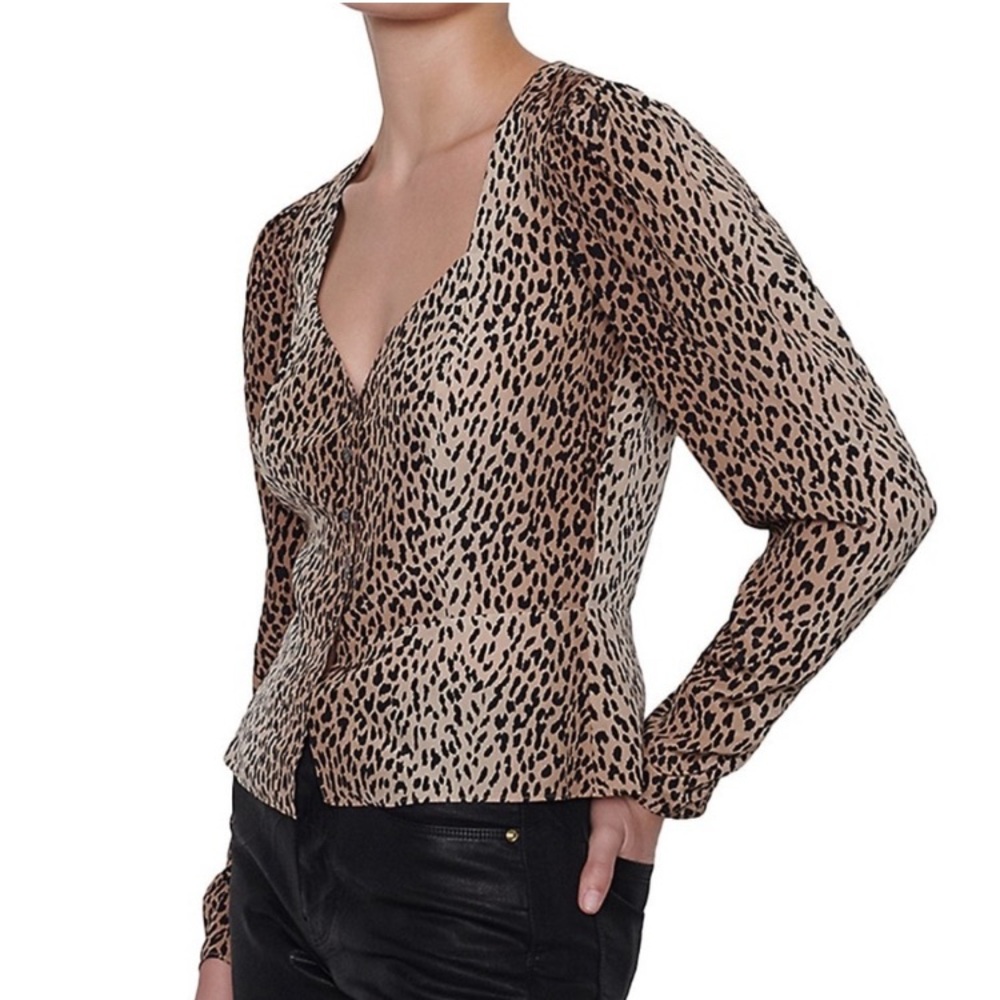 Frame Silk Leopard Print Blouse